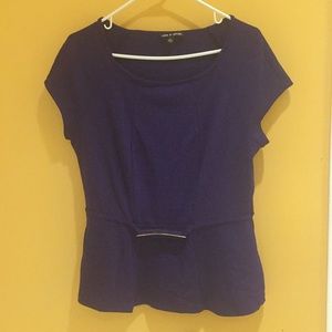 Purple blouse with faux attachment belt